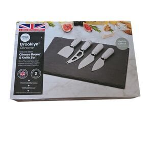 Brooklyn chrome cheese board and knife set